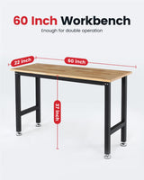 ENJOYWOOD Work Bench 60 Inch Work Table for Garage Heavy Duty Rubberwood Tabletop Workbench for Woodworking Shop Home Office Electronic Cutting Wood ENJOYWOOD