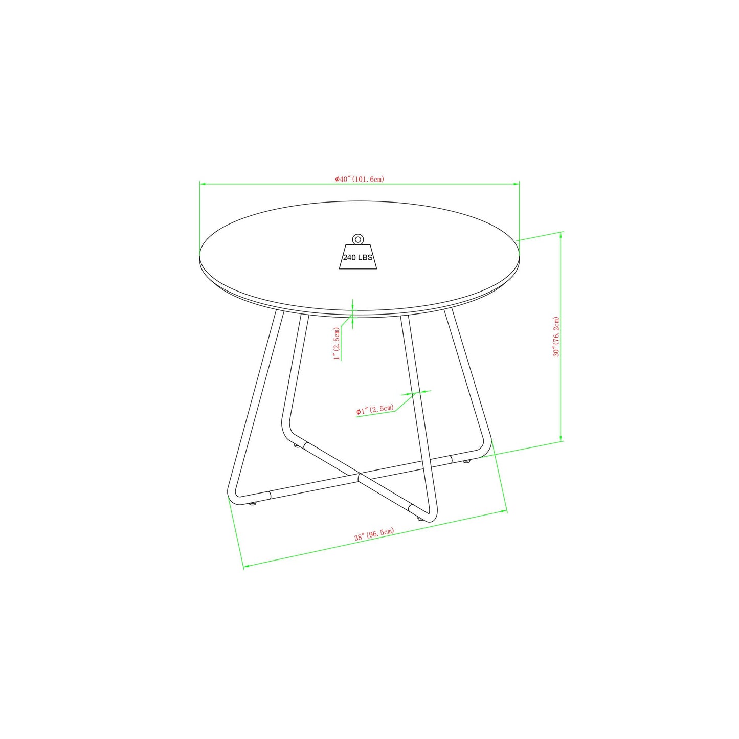 Walker Edison Modern Metal and Wood Round Dining Table, 40 Inch, English Ash - WoodArtSupply