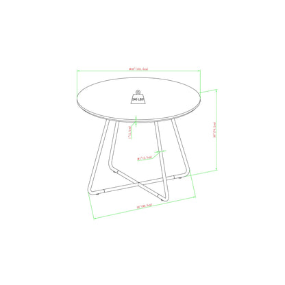 Walker Edison Modern Metal and Wood Round Dining Table, 40 Inch, English Ash - WoodArtSupply