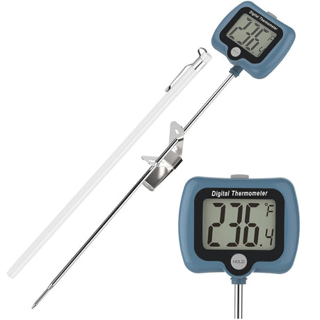 Candy Thermometer for Candy Making with Rotatable Large Display 10'' Long Probe,Digital Instant Read Candy Thermometer with Pot Clip,Candle Smoker, Oil Cooking (Blue) Efeng