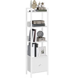 MAHANCRIS Bookshelf, 5-Tier Bookcase with Drawer, Small Book Shelf for Small Space, Storage Shelf Organizer, for Living Room, Bedroom, Study, Kitchen, White BKWT55101 MAHANCRIS