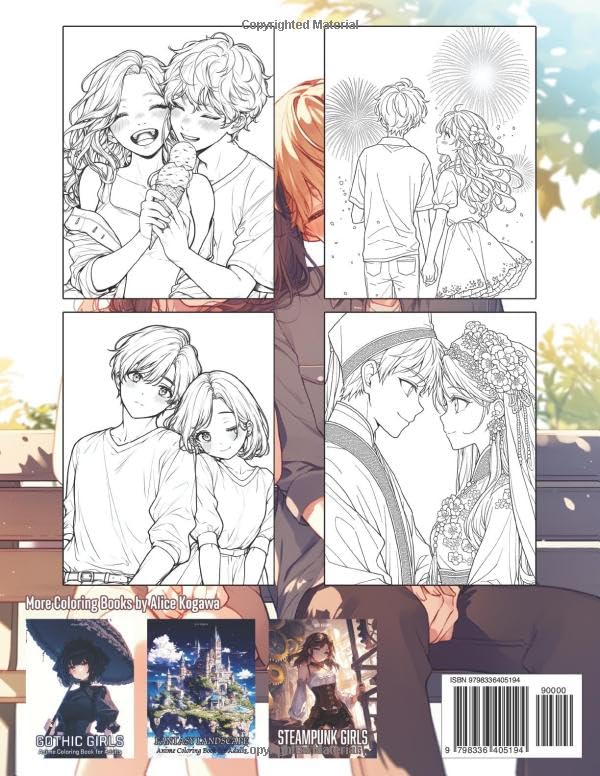 Cute Couples: Anime Coloring Book for Adults - 50 Illustrations of Cute Relationship