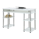 Convenience Concepts Designs2Go No Tools Desk Home Office Desk with Shelves, Corner Shelf Vanity Desk Computer Desk Nail Table for Nail Tech - 47.25" L x 15.75" W x 30" H, White Convenience Concepts