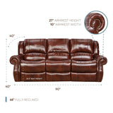 Cambridge Telluride Indoor Double Reclining Couch for Living Room, Family Room, or Man Cave, 100% Genuine Oxblood Leather, Space Saving Modern Rustic Sofa, Deep Seating Couches for Living Room CAMBRIDGE