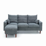 Panana Convertible Sectional Sofa Couch,L-Shaped, 2 or 3-Seat Sofa Sectional with Reversible Ottoman for Small Living Room, Apartment (Gray Linen Fabric, 3 Seater with Ottoman - Track arms) Panana