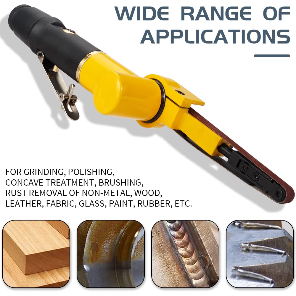 3/8''x 13'' Mini Air Belt Sander with 2 Sanding Belts (10mmx330mm) Pneumatic Tool Grinder Belt Sanders for Metal Working, Weld Removal, Blending, Contour Sanding, Finishing SI FANG