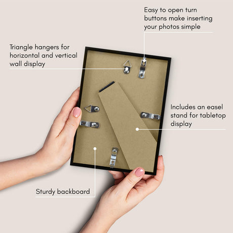Americanflat 5x7 Picture Frame in Black - Set of 2 - Use as 4x6 Picture Frame with Mat or 5x7 Frame Without Mat - Thin Border Photo Frame with Shatter-Resistant Glass and Easel for Wall or Tabletop Americanflat