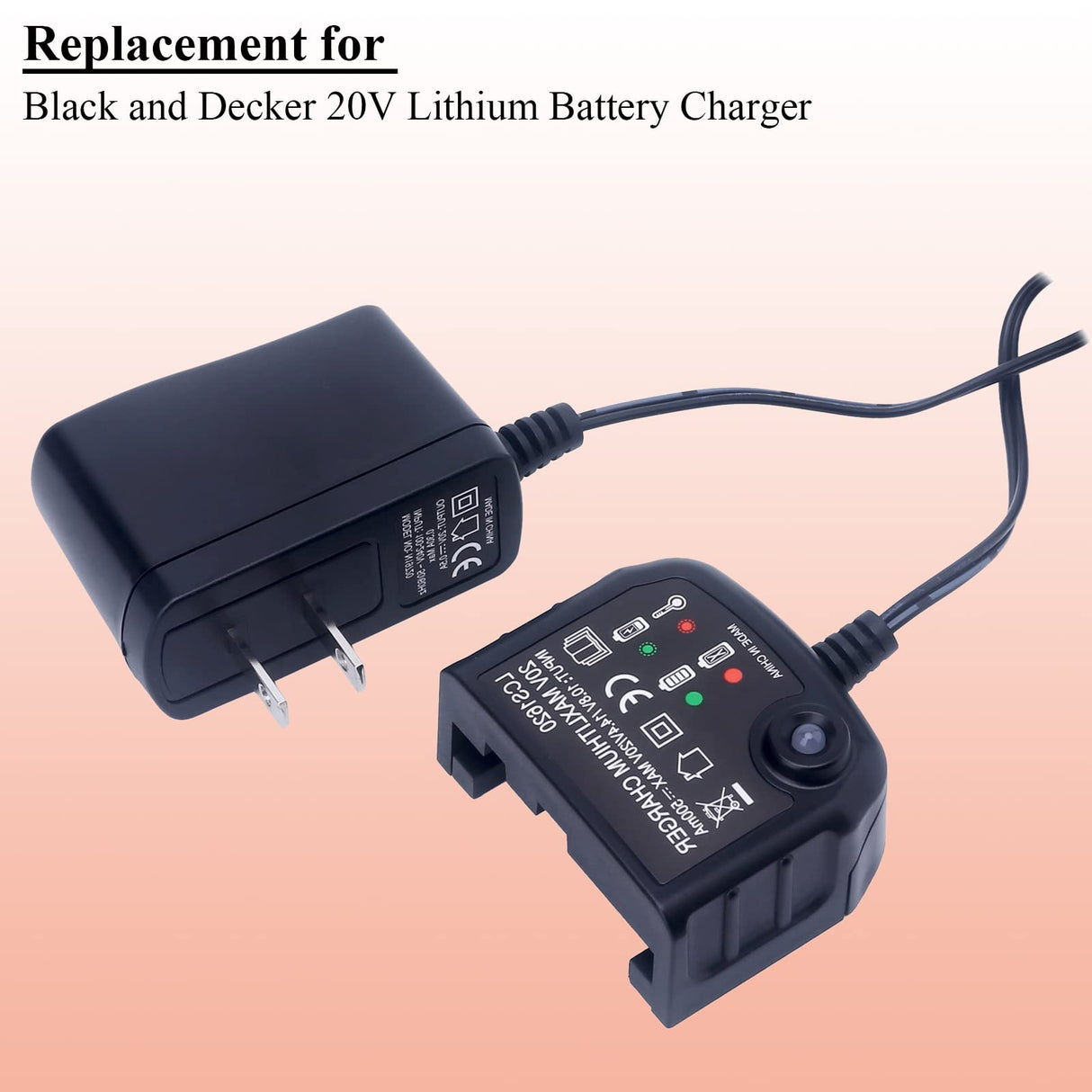 Lasica Replacement for Black and Decker 20V Lithium Battery Charger LCS1620B Compatible with Black & Decker 20 Volt Max Lithium Battery LBXR20 LBXR2020-OPE LB2X3020 LB2X4020 LBX4020 90590282 BDCAC202B Lasica