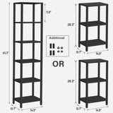 TUTOTAK Bookshelf, 6-Tier Tall Book Shelf, Narrow Bookcase for Small Space, DIY Stackable Bookshelf, for Living Room, Office, Study, Entryway, Industrial, Black BS01BK006 TUTOTAK