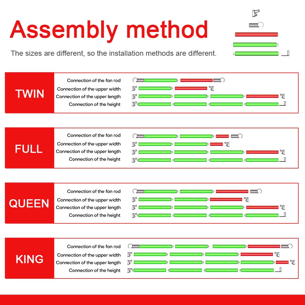 JNTKE Canopy Bed Frame, 4 Corners Stainless Steel Bed Mosquito Net Frame Bracket, King Metal Four Corner Bed Mosquito Netting Bracket for Bedroom Decoration, 78"x 78"x 78" JNTKE