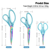 Craft Scissors, All Purpose Sharp Titanium Blade Shears, Comfortable Grips, School Scissors Set of 3 pack, Ideal for Office, Home, Sewing, Fabric, Kitchen, Arts and DIY Supplies, 9.3"/8.5"/5.6", Blue Ailile