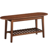 HOOBRO Dining Bench, 2-Tier Bamboo Farmhouse Entryway Bench, Indoor Storage Wooden Bench for Living Room, Dining Room, Hallway, Bedroom, Entryway, Bathroom, Brown BR06CD01 HOOBRO