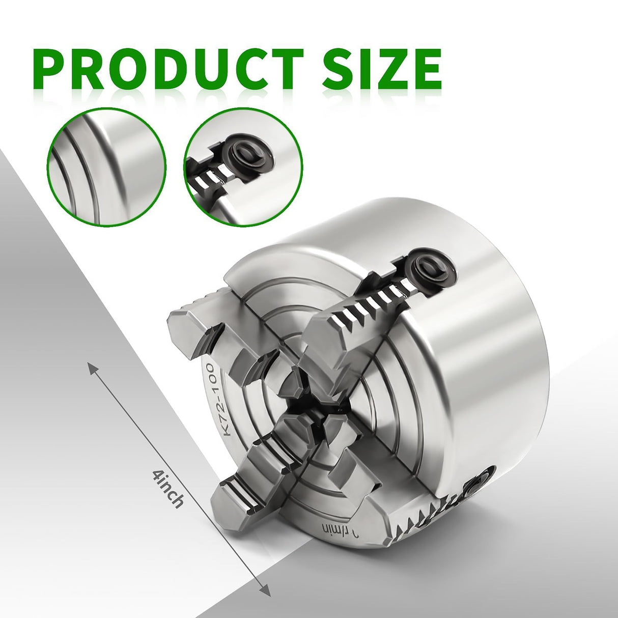 Yunnergo K72-100 Lathe Independent Chuck 4 Inch Manual Chuck 4 Jaw 3500 r/min Yunnergo