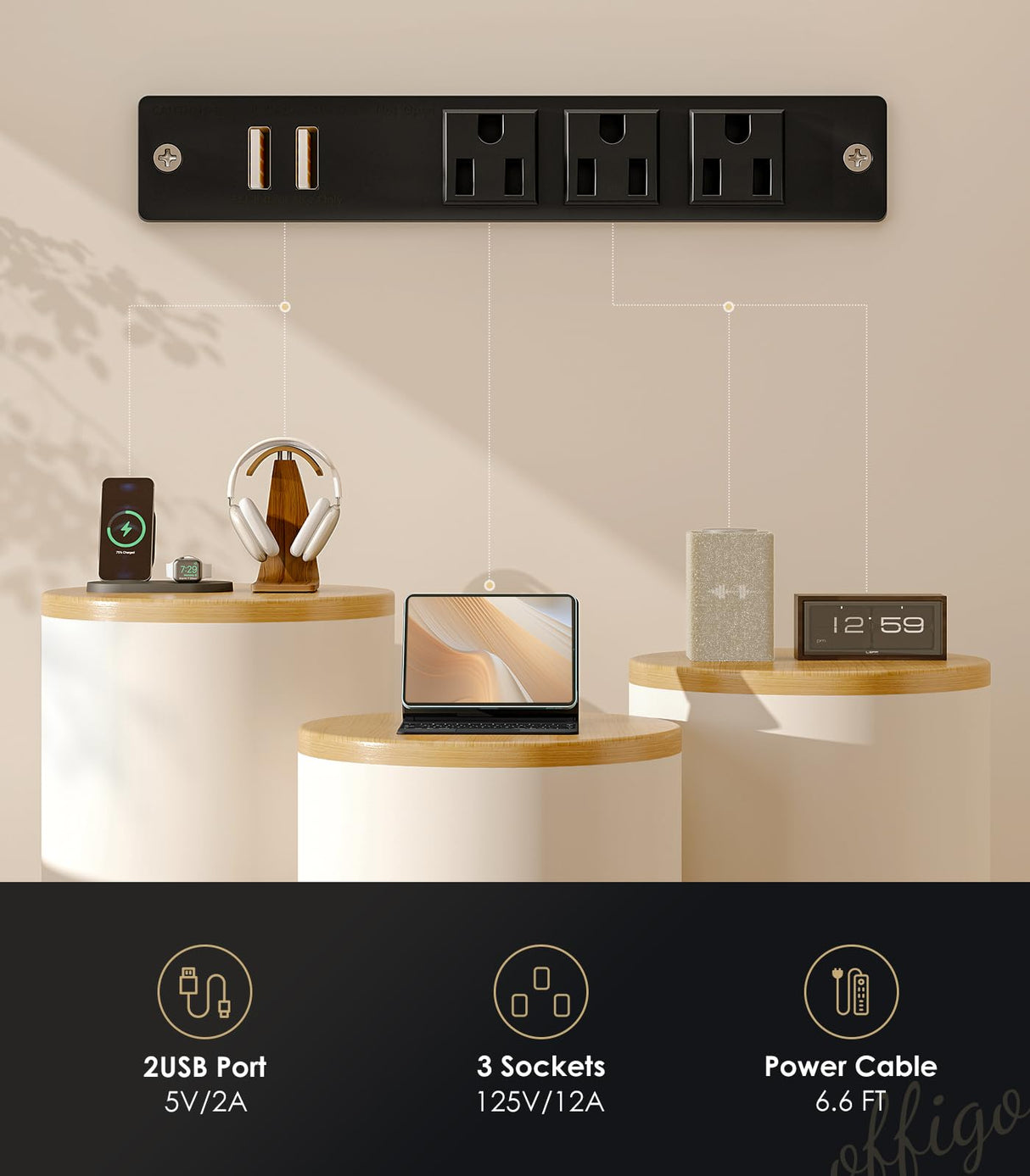 OffiGo Electric Standing Desk with Drawers & Keyboard Tray, 63 Inch Height Adjustable Desk with Power Outlets & LED Lights, Sit Stand Table with Monitor Stand for Home, Office, Rustic Brown OffiGo