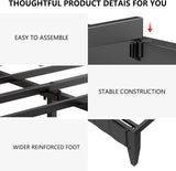 Queen Bed Frame, Storage Headboard with USB Ports & Charging Station, No Box Spring Needed, Noise-Free, Heavy Duty Metal Frame Support, Easy Assembly EasyCom