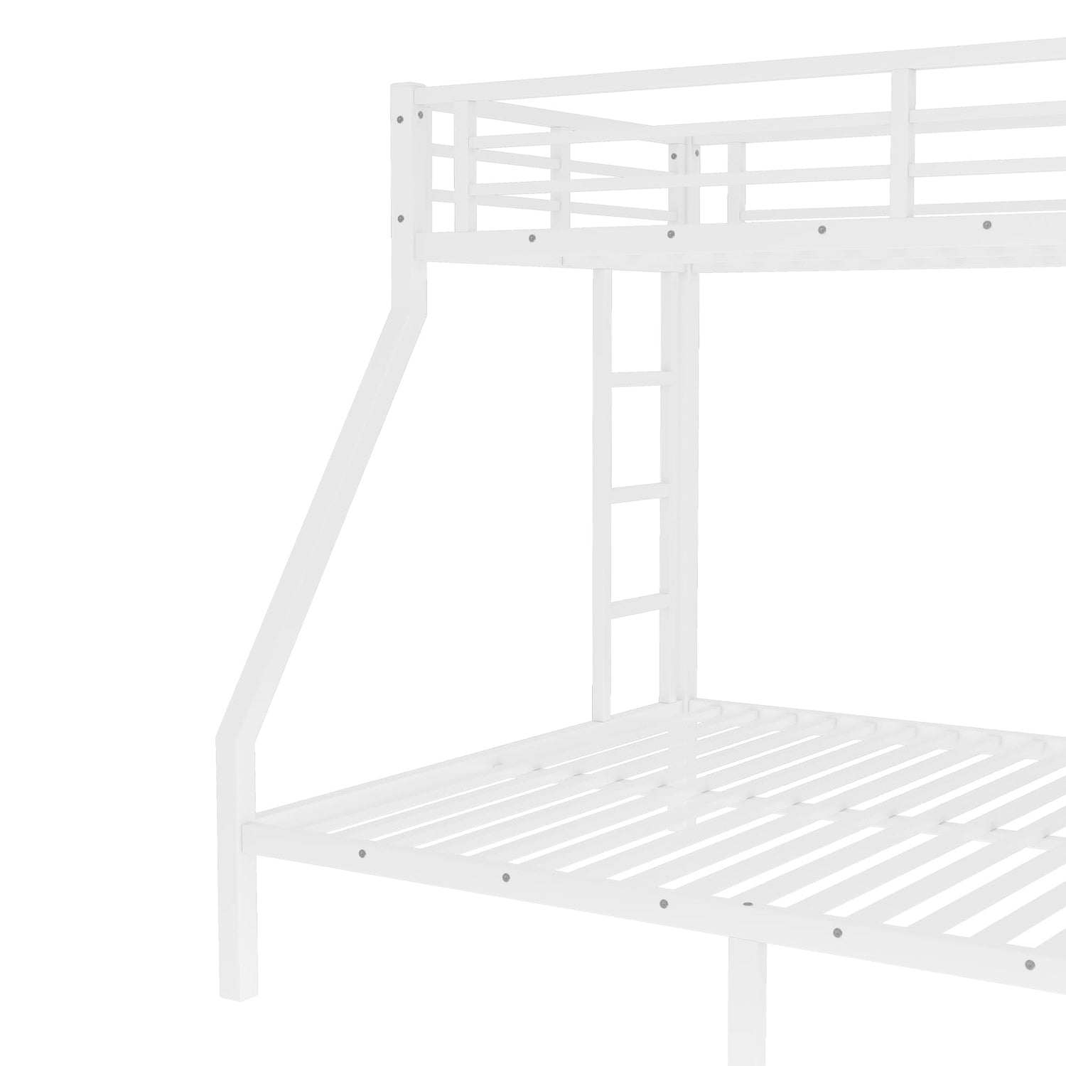 Bellemave Metal Twin XL Over Queen Bunk Bed for Adults/Kids,Heavy Duty Adults Bunk Beds with Guardrail & Ladders,Twin XL Over Queen Size Bunk Beds for Teens,White Bellemave
