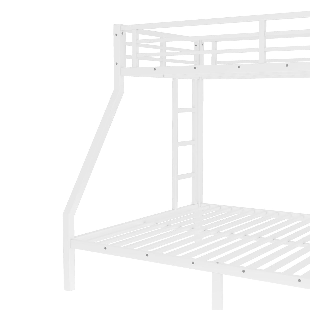 Belllemave Twin XL Over Queen Bunk Beds, Heavy Duty Bunk Bed with Safety Guardrail and 2 Ladders, Metal Queen Bed with Slats Support for Adults Teens Kids, Noise-Free, White Bellemave
