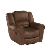 CANMOV Leather Recliner Chair, Classic and Traditional Manual Recliner Chair with Comfortable Arms and Back Single Sofa for Living Room, Nut Brown CANMOV