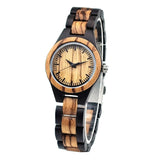 MISHIKG Women's Wooden Watch Lightweight Analog Handmade Quartz Wood Watches Brown Dial Adjusted Band with Extra Links MISHIKG