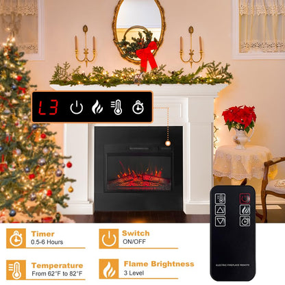 55" White Electric Fireplace with Mantel, Elegant Heater for Living Room or Bedroom, Complete with Remote Control and LED Flame Effects