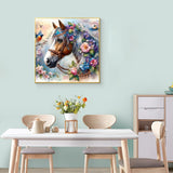 Ekuxom Horse Diamond Art Painting Kits for Adults, Round Full Drill Animal Diamond Art Kits, 5D DIY Horse Painting Crafts Home Wall Decor Gifts 12x12 inch Ekuxom