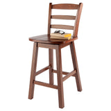 Winsome Scalera Ladder Back Swivel Counter Stool, 24 in, Walnut Finish, Solid Wood Winsome