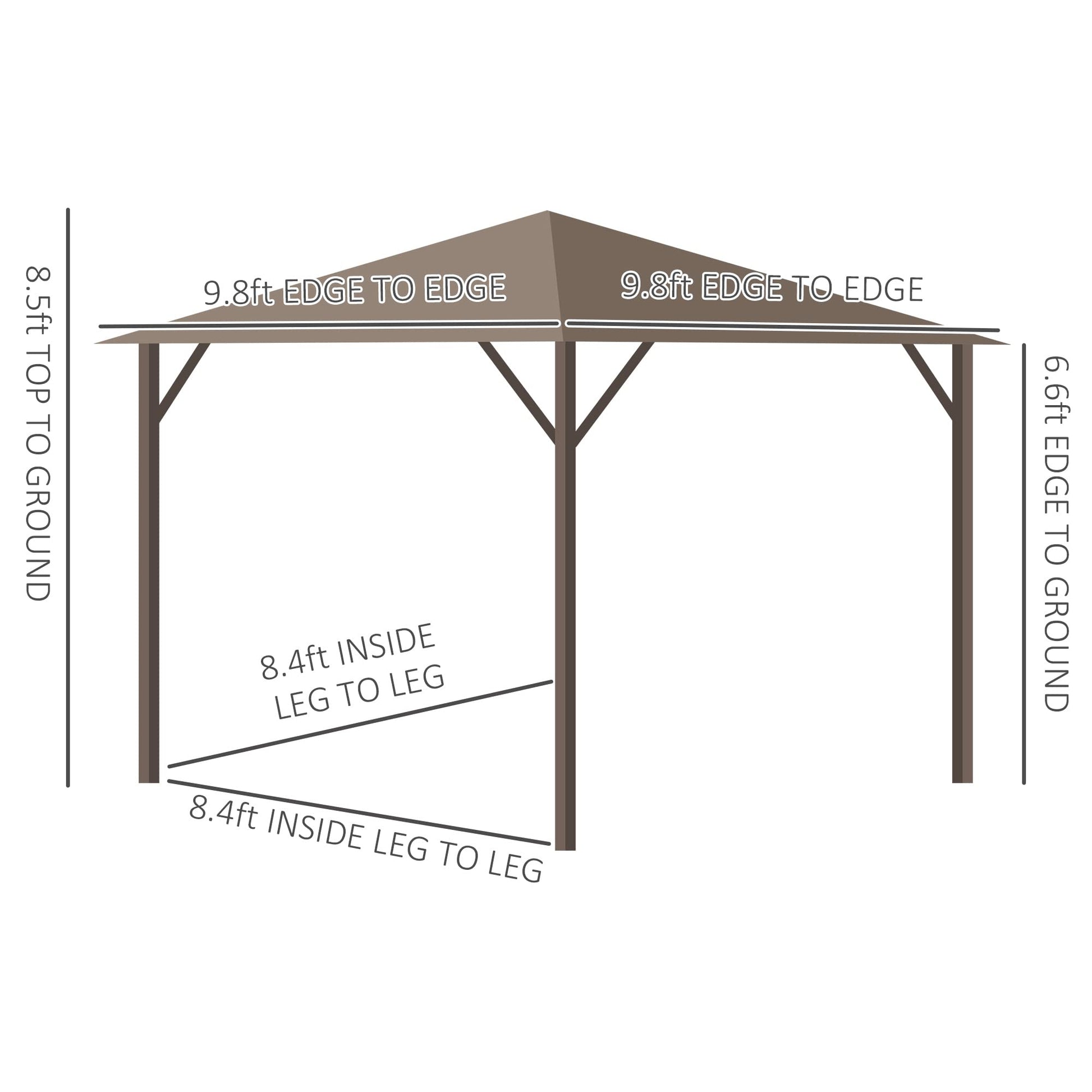 Outsunny 10' x 10' Hardtop Gazebo with Curtains and Netting, Permanent Pavilion Metal Single Roof Gazebo Canopy with Aluminum Frame and Hooks, for Garden, Patio, Backyard, Light Brown - WoodArtSupply