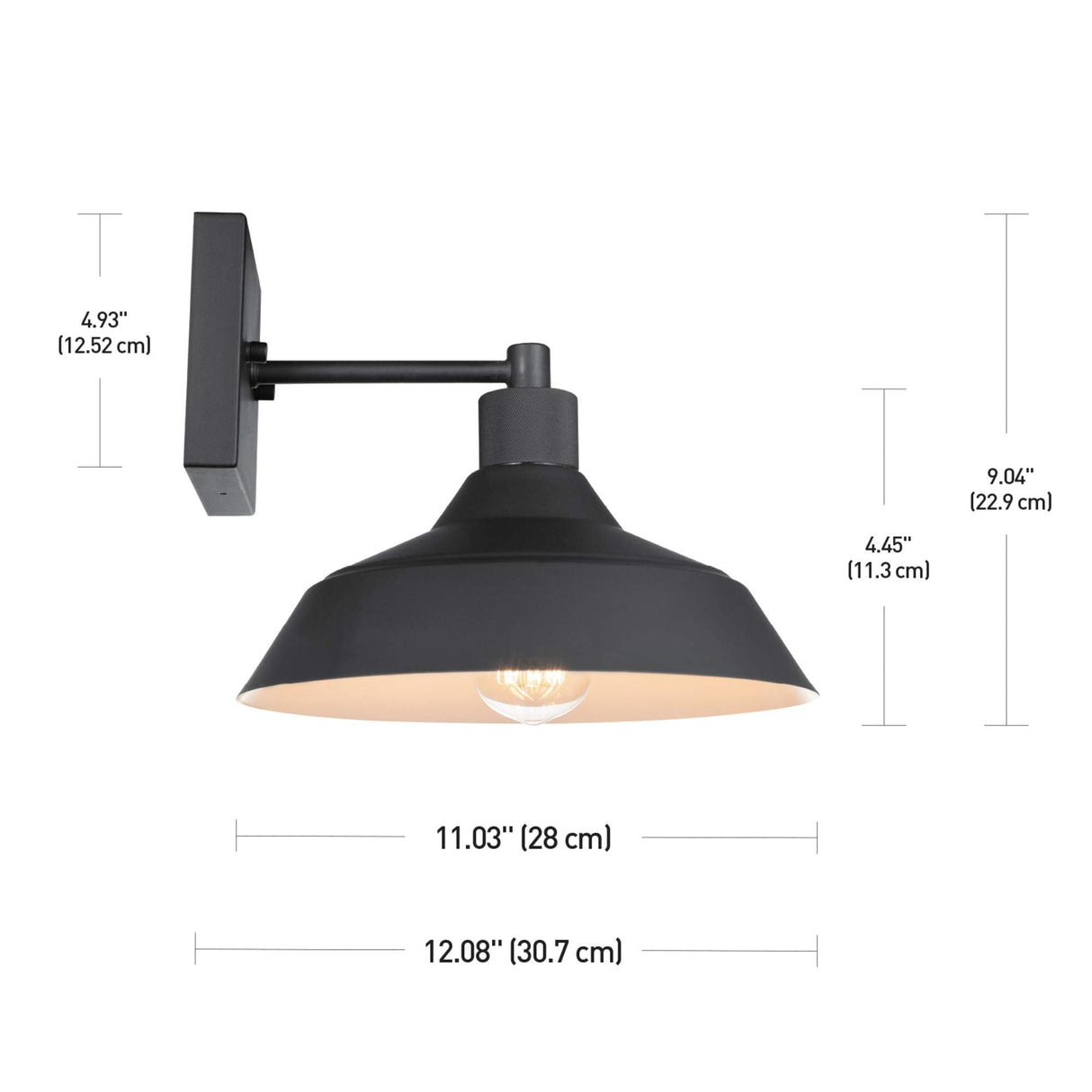 Globe Electric Modern Farmhouse Wall Sconce, Matte Black, 12 x 11 x 9 inches, Indoor/Outdoor, Kitchen, Porch Decor, 60W Bulb GLOBE
