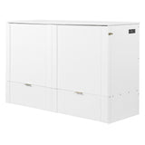 Harper & Bright Designs Queen Size Murphy Bed, Wood Queen Wall Bed with Drawer and a Set of Sockets & USB Ports, Pulley Structure Design, White Harper & Bright Designs