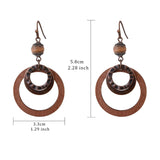 Boho Wooden Dangle Earrings for Women Vintage Brown Earrings Geometric Lightweight Earrings for Gift Watforsh
