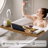 Bath Caddy Tray for Bathtub - Bamboo Adjustable Organizer Tray for Bathroom with Free Soap Dish Suitable for Luxury Spa or Reading(Walnut) Bamfan
