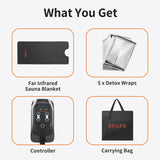 RRGFB Portable Infrared Sauna Blanket, Detox & Relaxation at Home, Adjustable Timer 1-60 Min, Temperature Range 95-167℉, 6 ft x 2.6 ft, Durable PU Leather Cover RRGFB