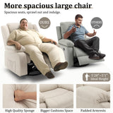 Korser Recliner Chair, Wide Rocker Chair, Rocking Chair with Massage and Heat,360°Swivel Nursery Rocking Chairs, Oversized Recliner for Adults, Cashmere Reclining Sofa for Living Room, Beige Korser