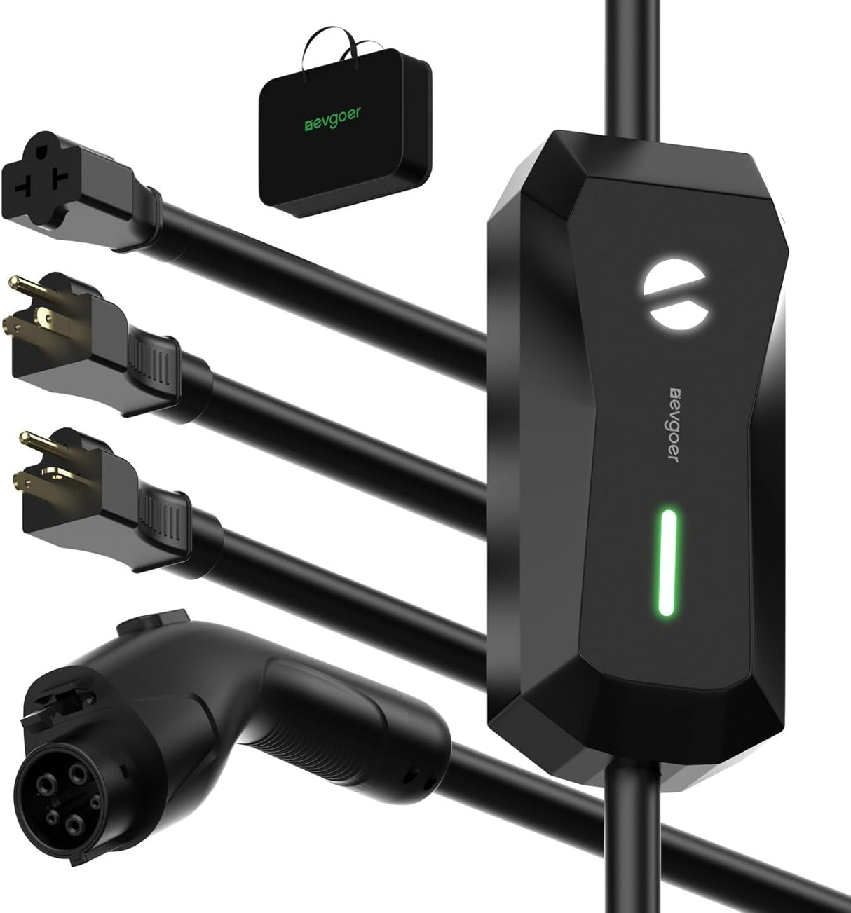 Level 1/2 EV Charger, 16A 110-240V Portable EV Charger with 25FT Cable, Home Electric Vehicle Charging Stations with NEMA 6-20 Plug NEMA 5-15 Adapter for All J1772 EVs EG evgoer