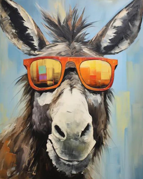 Tucocoo Donkey in Glasses Paint by Numbers Kits 16x20 inch Canvas DIY Oil Painting for Kids, Students, Adults Beginner with Brushes and Acrylic Pigment - Funny Donkey Farmhouse Animal(Without Frame) Tucocoo