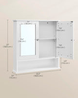 VASAGLE Bathroom Cabinet with Mirror, Wall Cabinet with 2 Mirrored Doors, Adjustable Shelf, Open Compartment, Wall-Mounted, 5.1 x 22.2 x 23 Inches, White ULHC002 VASAGLE