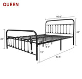 NEEBIRGELIA Black Metal Bed Frame Queen Size with Headboard and Footboard Single Platform Mattress Base,Metal Tube and Iron-Art Bed（Queen,Black） NEEBIRGELIA
