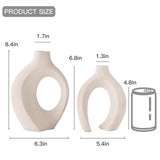 Lvases Snuggle Hollow Ceramic Vase Set of 2, Nordic Modern Boho ins Style Decorative Ceramic Aesthetic Flower Vase for Home Decor (Milky White W 6.3" X H 8.4") Lvases