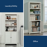 Sauder Cottage Road Book Shelf, Bookshelf with Storage, Library Bookcase with Doors and Adjustable Shelves, in Soft White Finish Sauder