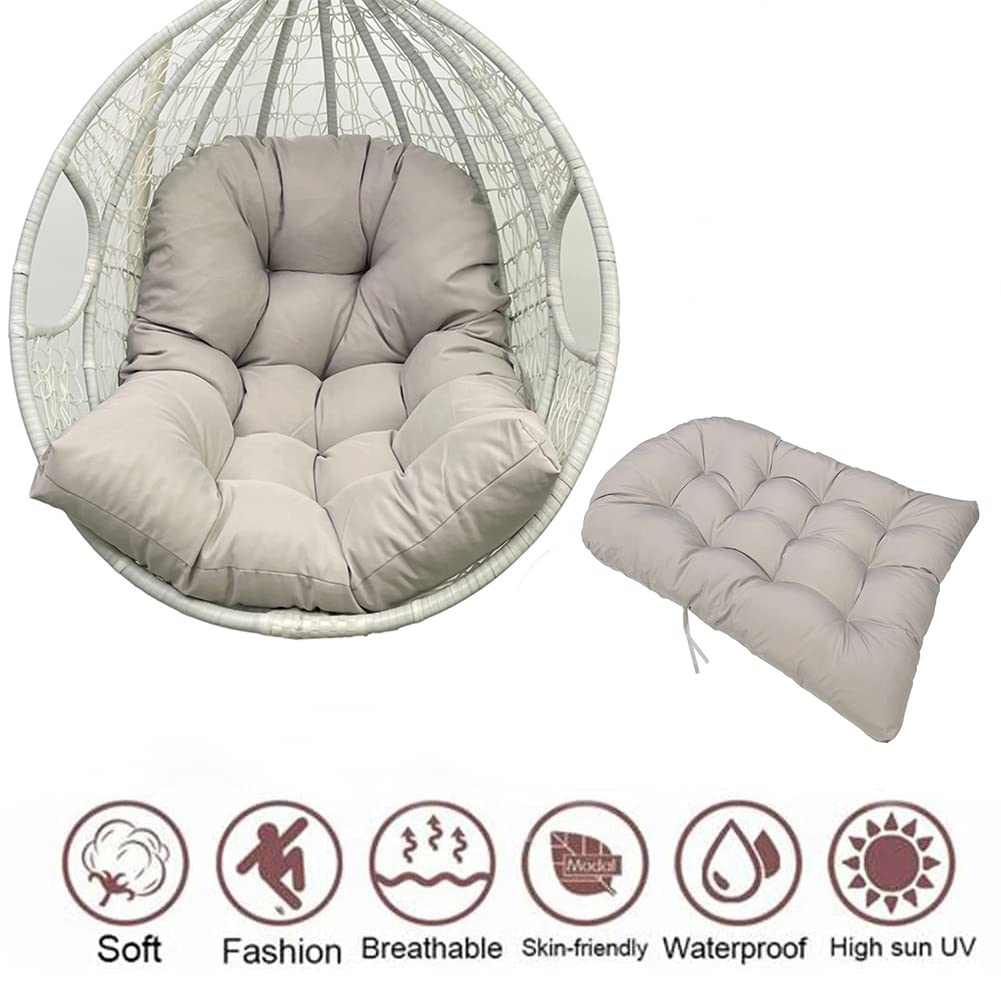 GPPSUNGD Hanging Egg Chair Cushion 47 X 35 in Waterproof Indoor/Outdoor Hammock Chair Cushion Washable Hanging Basket Seat Cushion (Without Chair) (Light Gray) GPPSUNGD