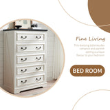 systemktesm Farmhouse 5 Drawers Dresser for Bedroom, 46" Tall Modern Chest of Drawers with Metal Handle, Rustic Dresser TV Stand, Wood Drawer Organizer for Bedroom, Living Room, Hallway (White) systemktesm