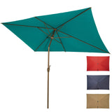 Ogrmar 6.5x10ft Patio Umbrella Rectangular Outdoor Table Umbrella with Crank & Push Button Tilt for Terrace, Backyard, Garden, Courtyard, Swimming Pool, Lawn (Turquoise) Ogrmar