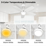 Vagizm Ceiling Fan 36'' for Small Room: Matte White Modern Fans with Light Remote Control - Reversible Quiet DC Motor Dimmable with 6 Speeds for Dorm Room Bedroom Indoor Outdoor Use Vagizm