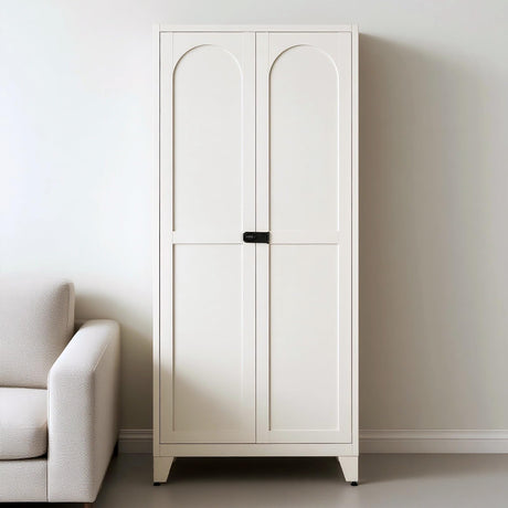 71" Metal Storage Cabinet with Keyless 3-Digit Combination Lock, Adjustable Shelves, Reinforced Steel Body, Magnetic Doors, for Office/Warehouse/Garage（Beige） WoodArtSupply