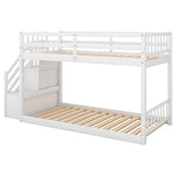 Merax Twin Over Twin Low Bunk Bed with Ladder and for Storage Staircase for Teens, Boys or Girls, No Box Sping Needed Merax