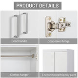 FurnitureR 2 Door Wardrobe, Wooden Armoire with Hanging Rod for Bedroom 68.2-Inch Wardrobe Storage Cabinet, White FurnitureR