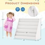 Costzon 5-Tier Kids Bookshelf, Wooden Children Bookcase, Toddler Book Rack, Magazine Storage & Display Shelf, Book Shelf for Kids Room, Living Room, Nursery, Classroom (White) Costzon