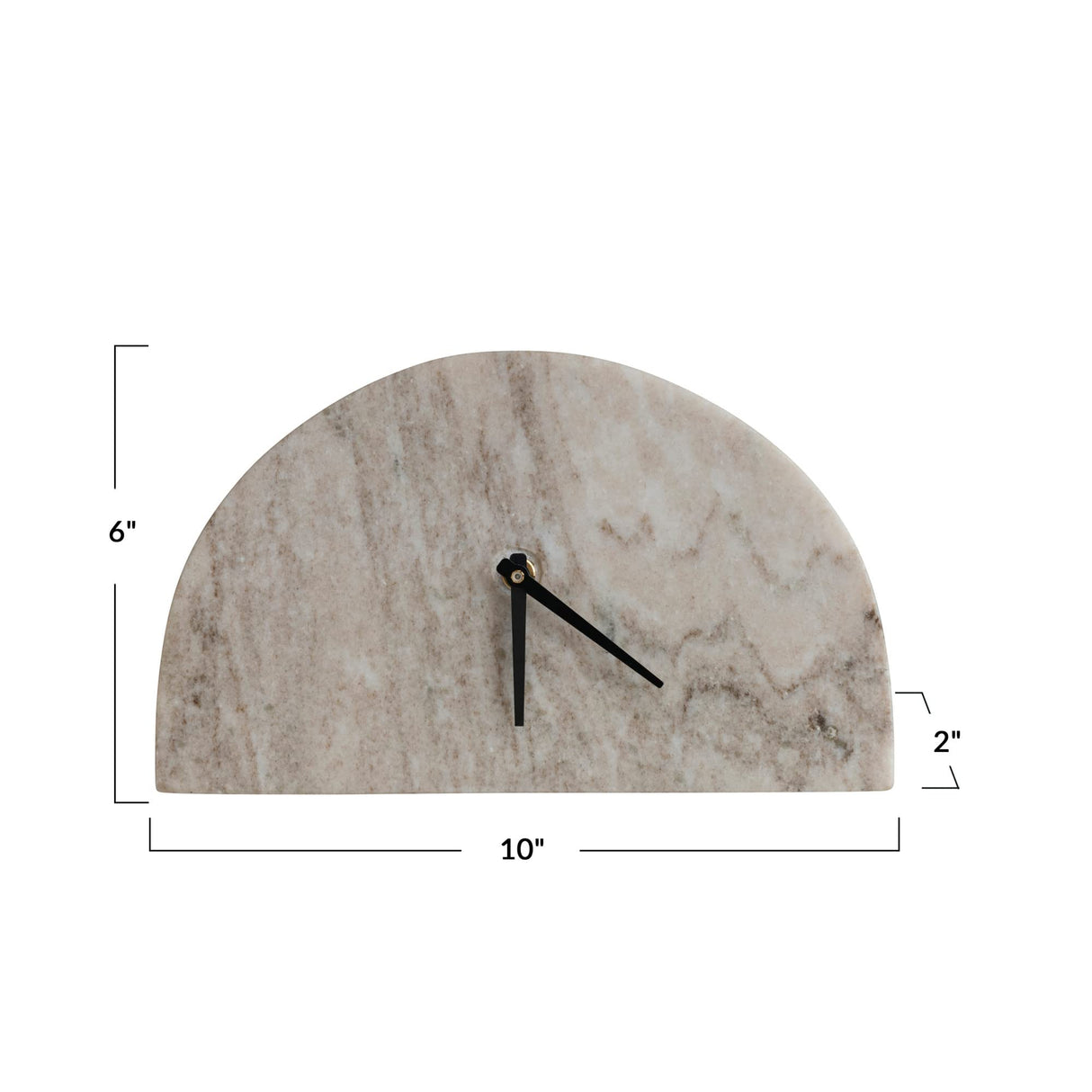 Bloomingville Decorative Half Moon Marble Mantel Clock, Beige and Black Bloomingville