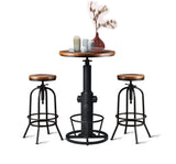 LOKKHAN Industrial Bar Table 38.6"-48.4" Height Adjustable Swivel Round Wood Tabletop 23.7" Dia, Kitchen Dining Office Coffee Bistro Pub Table LOKKHAN