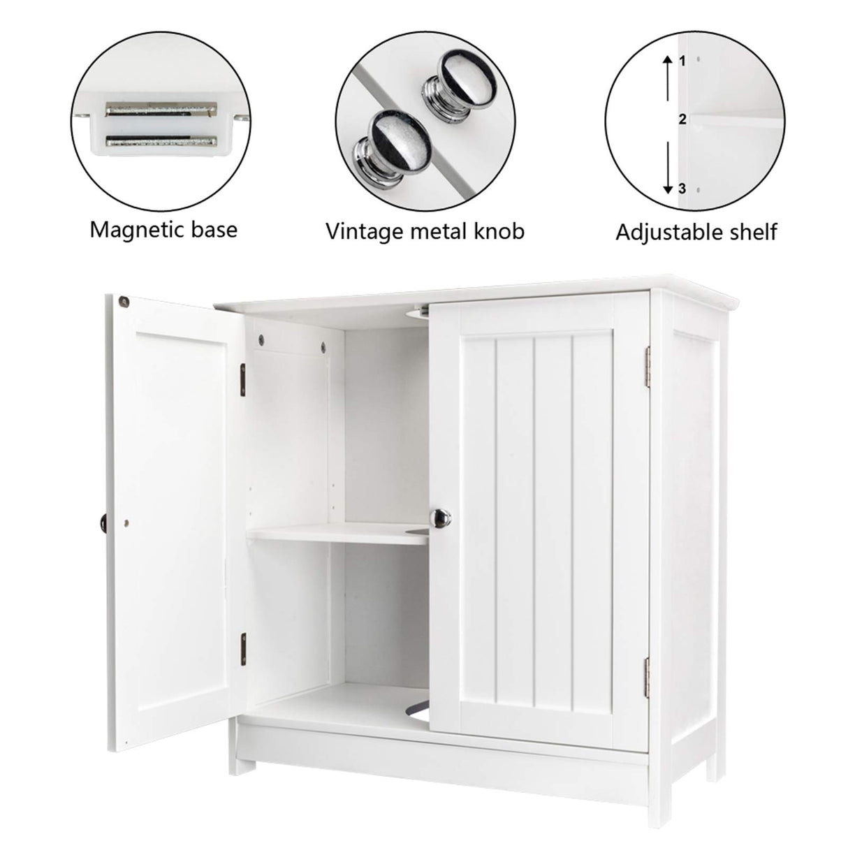 Kcelarec Bathroom Pedestal Sink Storage Cabinet, Bathroom Wood Storage Pedestal Under Sink Organizer Cabinet with Internal Shelf,White Kcelarec